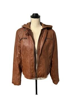 Maralyn & Me NWT Brown Faux Leather Jacket Size XL